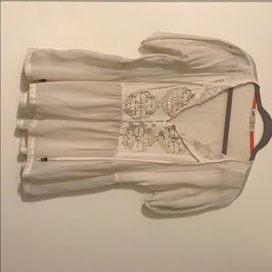 Cream with gold embroidery top